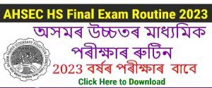 AHSEC HS Routine 2023 – Download HS Exam Routine in pdf