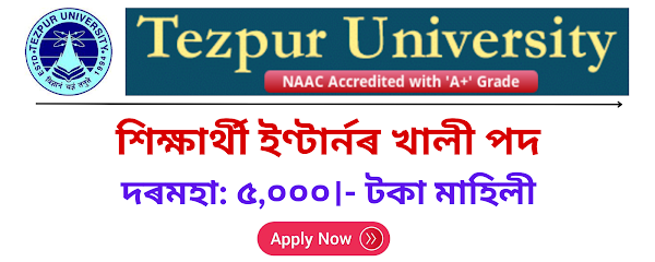 Tezpur University Recruitment 2024 – Student Intern Vacancy